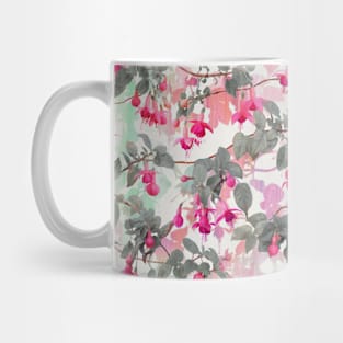 Rainbow Fuchsia Floral Pattern - with grey Mug